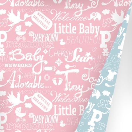 Cadeaupapier 30x300 cm - Baby Chalkboard Pink Blue - 2 rollen Cadeaupapier 30x300 cm - Baby Chalkboard Pink Blue - 2 rollen