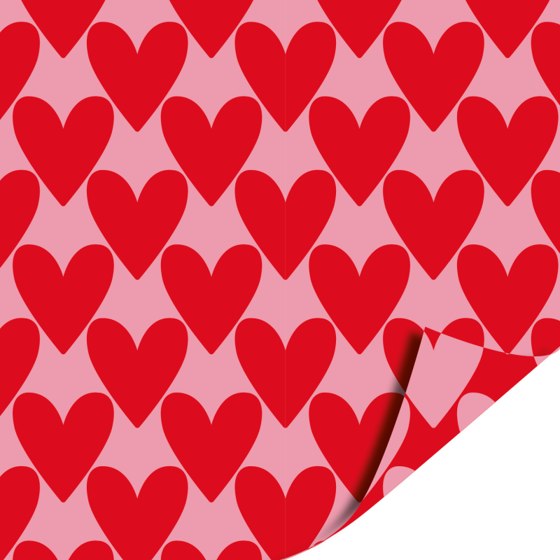 Cadeaupapier 70x200cm - Hartjes XL roze/rood
