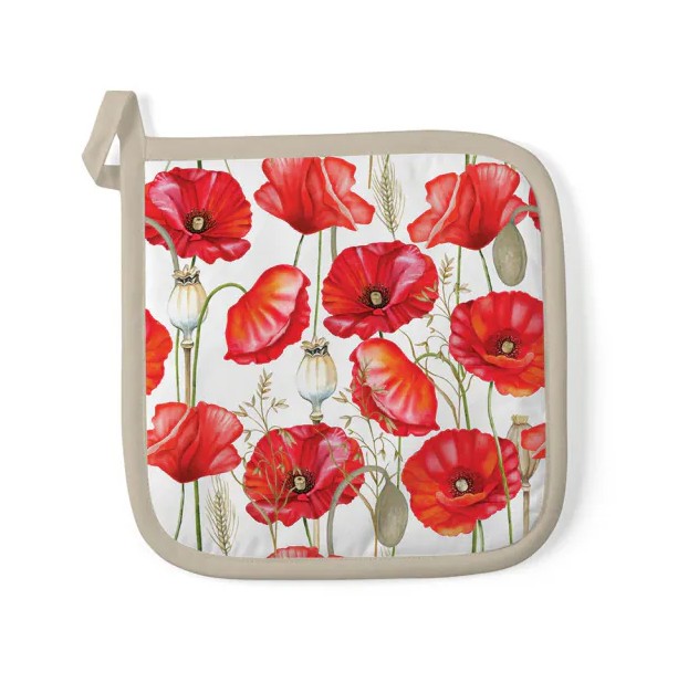 Pannenlap 20x20 cm - Poppy all over white
