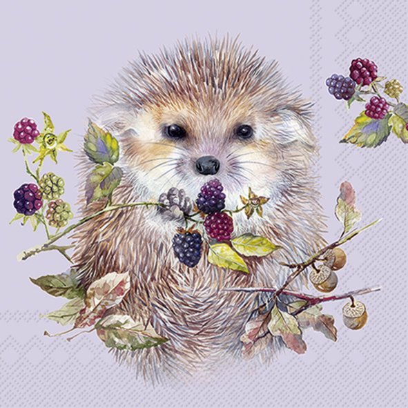 Lunch servet per stuk - Forest hedgehog violet