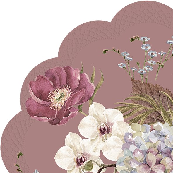 Ronde servet per stuk - Belles Fleurs Old Rose