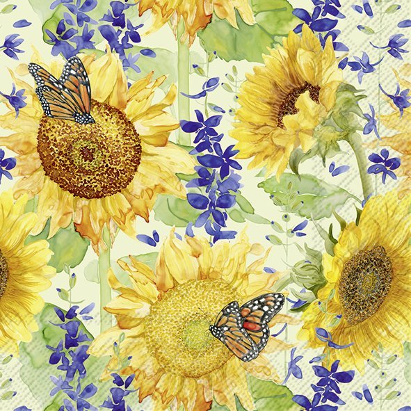 Lunch servet per stuk - Sunflower and Larkspur