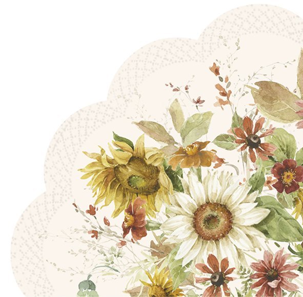 Ronde servetten - Late Summer Flowers Cream Ronde servetten - Late Summer Flowers Cream