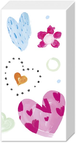Zakdoeken - Joyful hearts orange