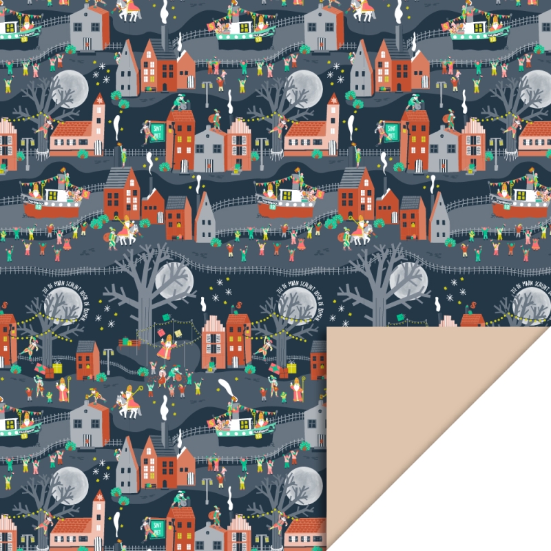 Cadeaupapier Sint Intocht - House of Products - 70x300 cm Cadeaupapier Sint Intocht - House of Products - 70x300 cm