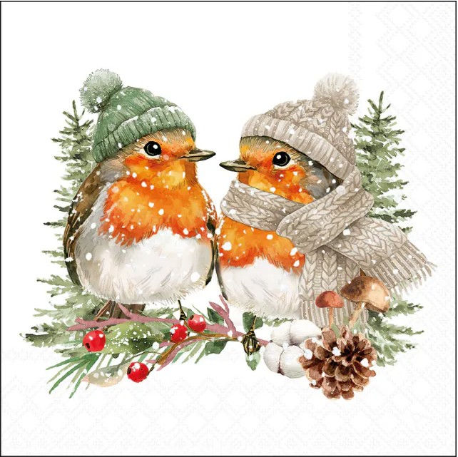 Lunch Servetten Warmly dressed robins - Ambiente - 33x33 cm PRE ORDER Lunch Servetten Warmly dressed robins - Ambiente - 33x33 cm PRE ORDER