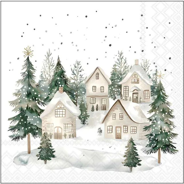 Lunch Servetten Snowy houses - Ambiente - 33x33 cm PRE ORDER Lunch Servetten Snowy houses - Ambiente - 33x33 cm PRE ORDER