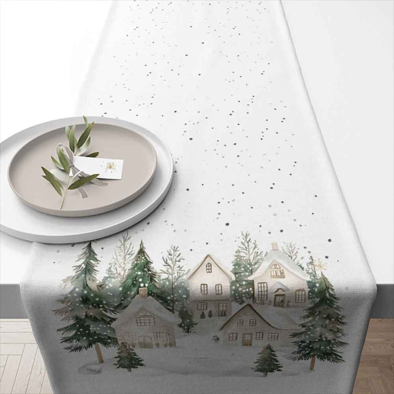 Tafelloper Snowy houses - Ambiente - 40x150 cm
