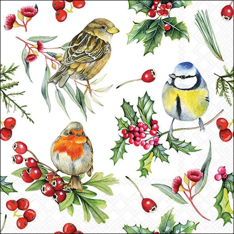 Lunch Servetten Birds in winter - Ambiente - 33x33 cm