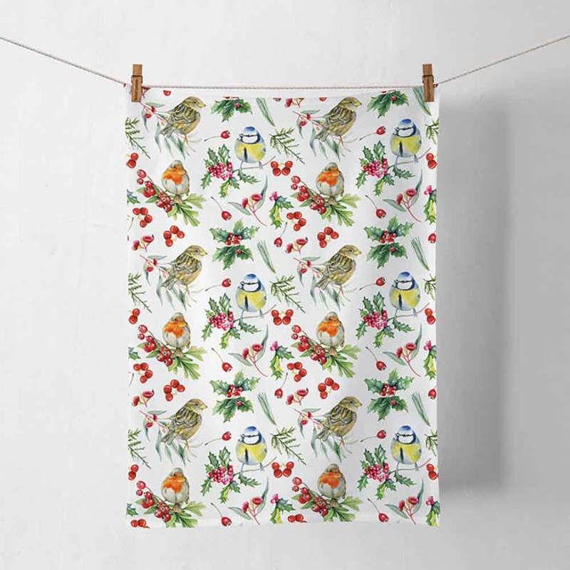 Theedoek Birds in winter - Ambiente - 50x70 cm