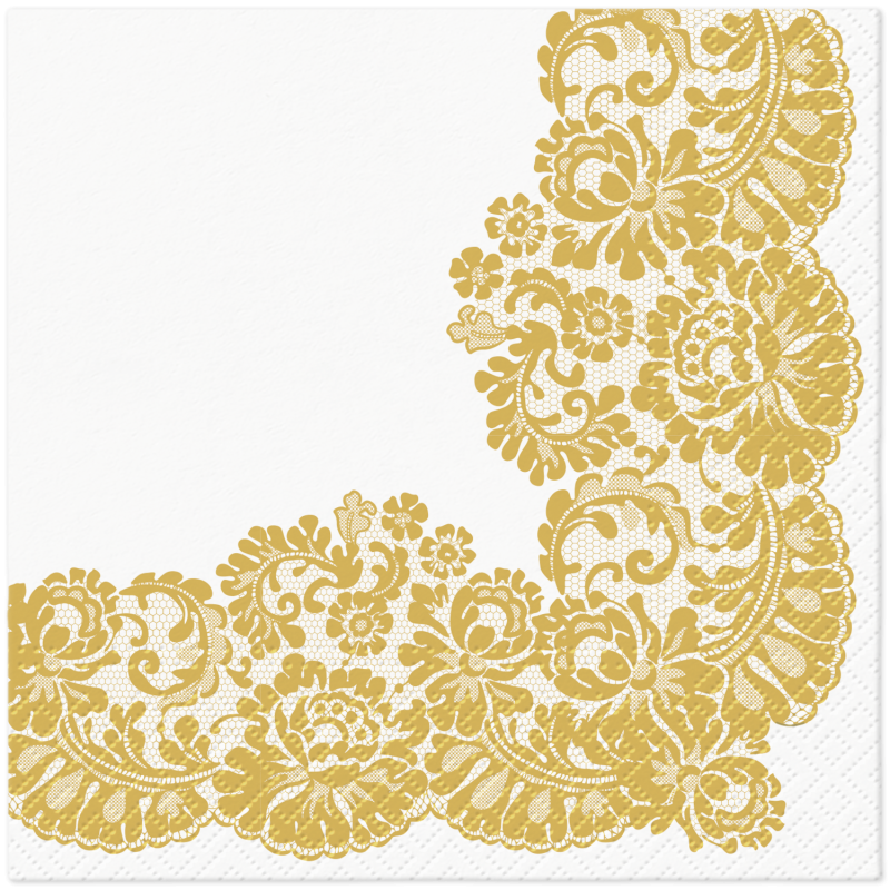 Lunch servetten Lacy frame gold - Tete a tete - 33x33 cm
