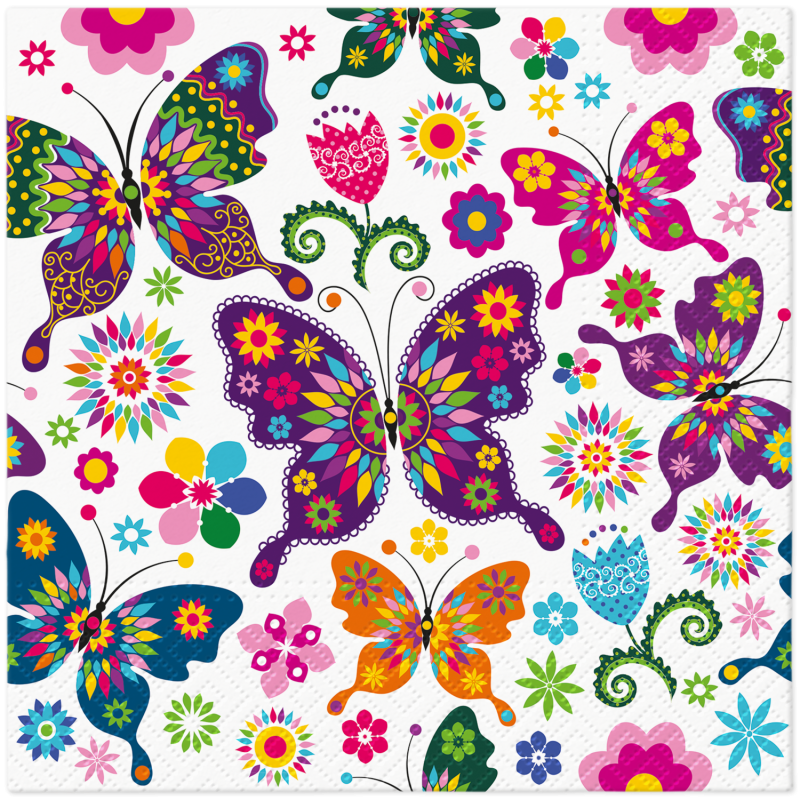 Lunch servetten Colorful Butterflies - Tete a tete - 33x33 cm