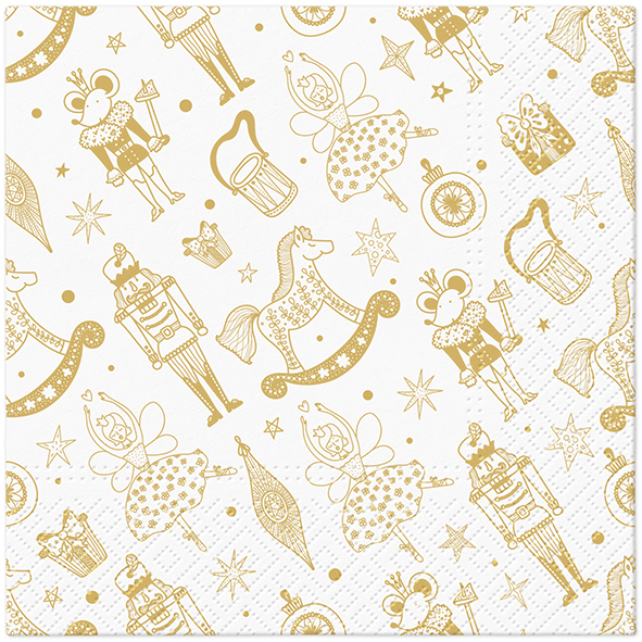 Lunch servetten Golden Nutcracker - Tete a tete - 33x33 cm