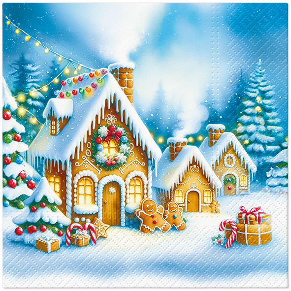 Lunch servetten Christmas lights village - Tete a tete - 33x33 cm