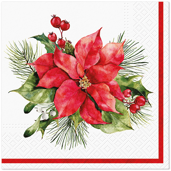 Lunch servetten Composition with Poinsettia - Tete a tete - 33x33 cm