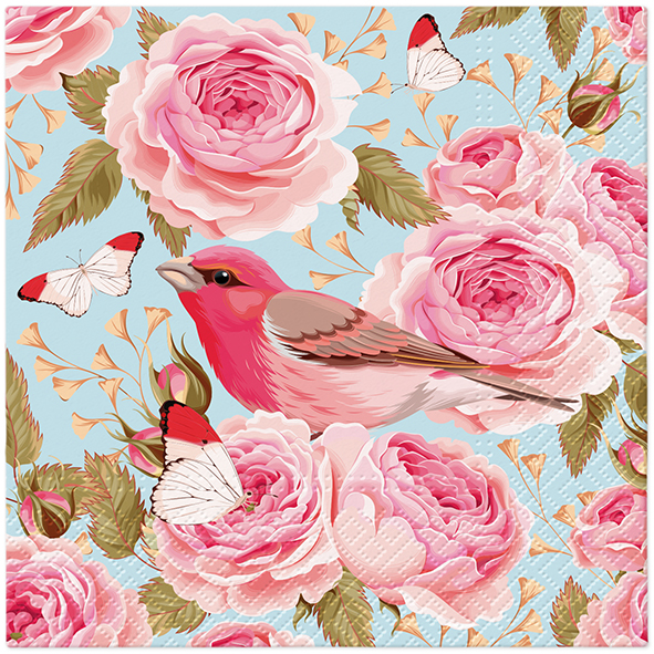 Lunch servetten English Roses Bird - Tete a tete - 33x33 cm