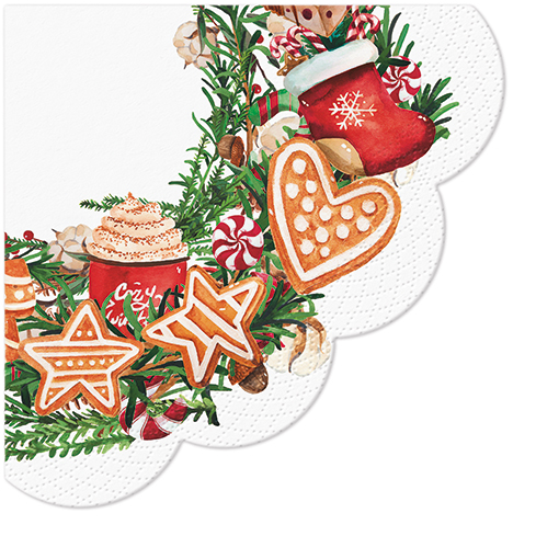 Ronde servetten Gingerbread Wreath - PAW Decor - 32 cm